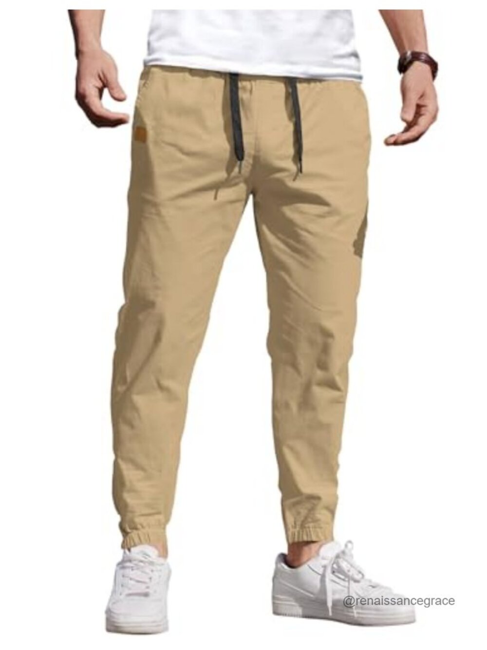 Men's Cotton Joggers Cargo Pants Stretch Drawstring Hiking Casual